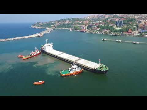 Zonguldak Limanı hızlandırılmış gemi yanaşma hava görüntüleri (HD)