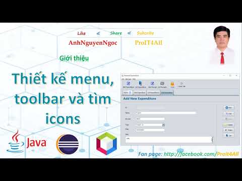 Thiết kế hệ thống menu, toolbar và tìm icons cho Quản lý thu chi bằng Java Swing