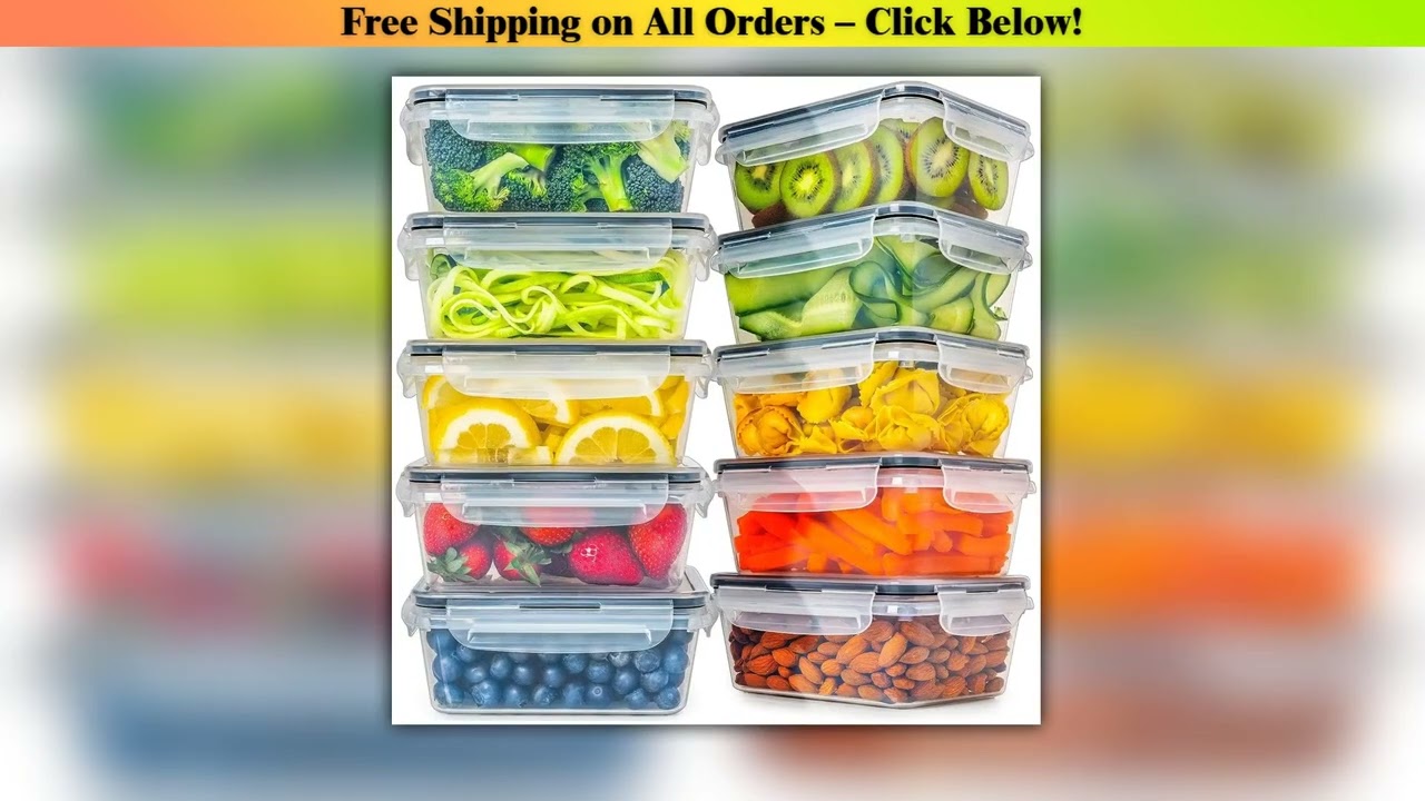 Kitchen Food Contianers Set, Microwave Dishwasher Safe BPA FREE 10pcs 840ML Containers Set With