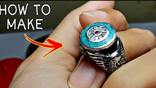 how it's made jewelry - turquoise ring making - how to do inlays