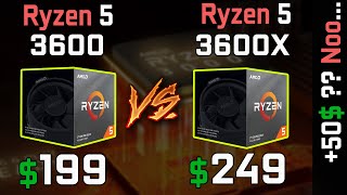 AMD Ryzen 5 3600 vs 3600X Gaming Benchmarks Comparison