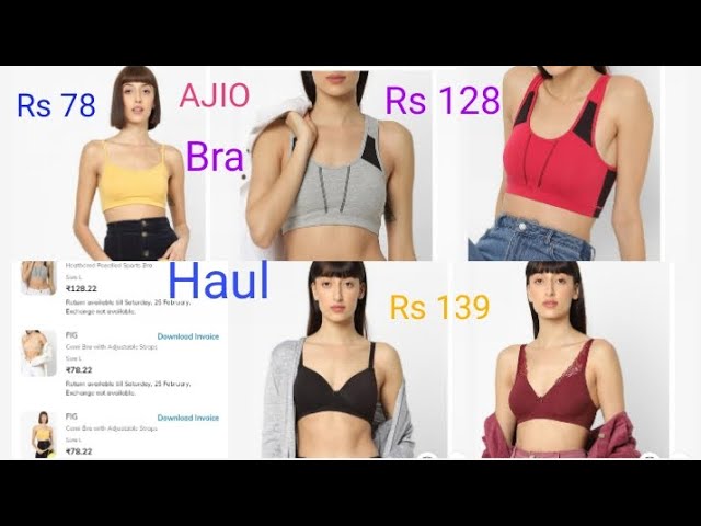 Ajio Bra Unboxing Haul 💕 Fig Bra Haul 💕 Sports Bra and Padded Bra Haul 💕  Starting from RS 78 only 