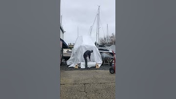 Time lapse shrink wrap. Center console boat