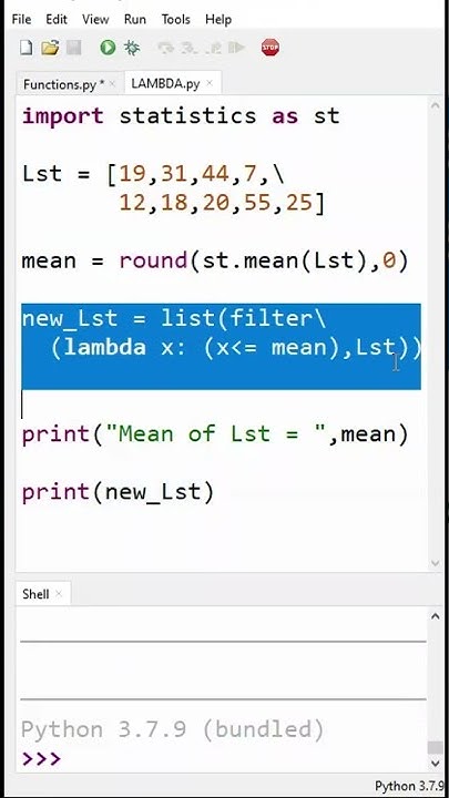 Filter Python List using Lambda Function | Mean of List - YouTube