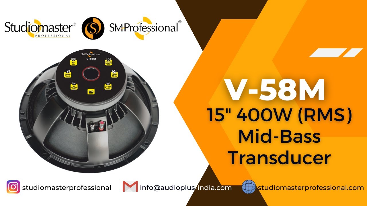 V 58M 15 Inch Mid Bass Speaker Component Supplier for Pro Sound