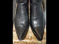 Sendra black boots before/after high shine toes
