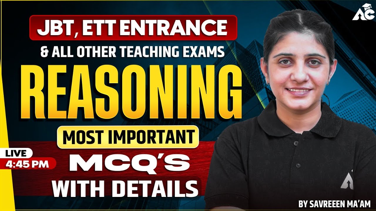 Reasoning MCQ for JBT, ETT Entrance & All Teaching Exams 2025 | Crack Your Exam with Savreen Mam #11
