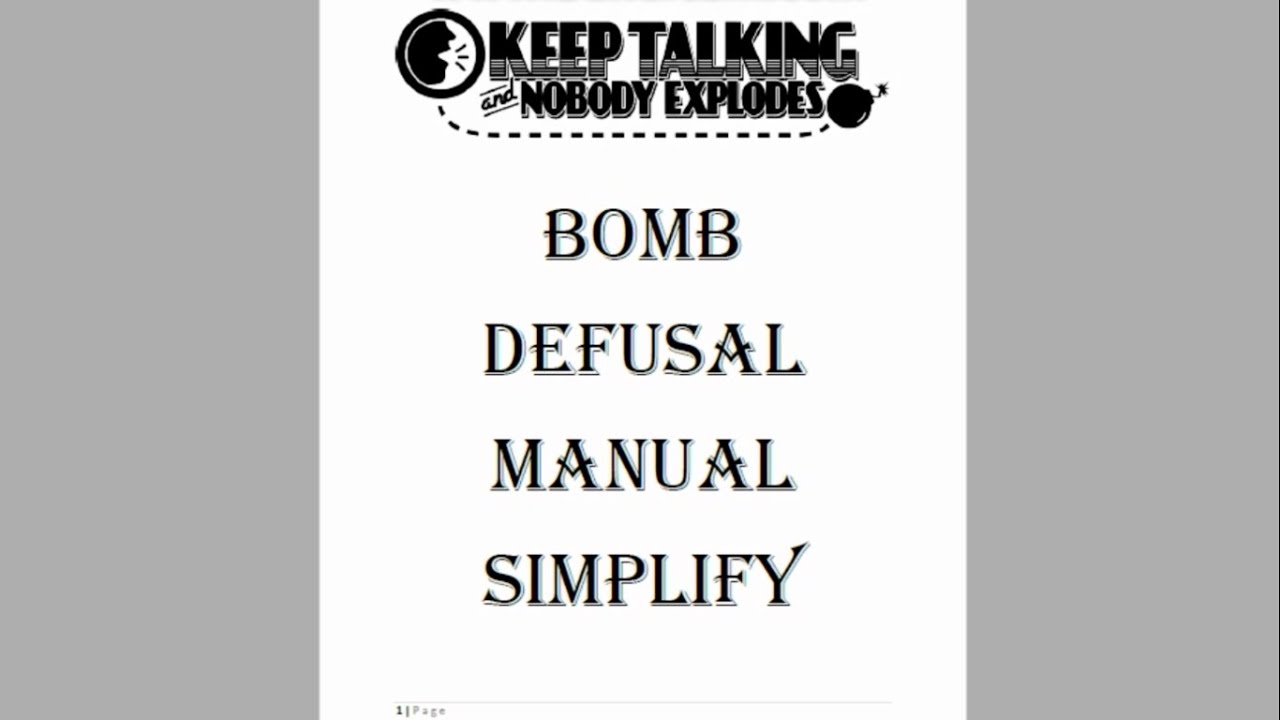 Keep Talking And Nobody Explodes Bomb Defusal Manual Simplify