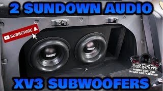 2 SUNDOWN AUDIO XV3 SUBWOOFERS POWERED BY A SUNDOWN AUDIO SFB 5000 WATT AMPLIFIER