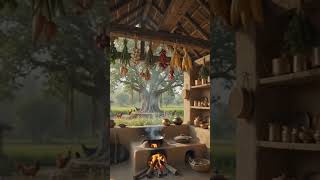 🌿 500-Year-Old Open Village Mud Kitchen 🏺 | Ancient Rustic Kitchen Design #shortsfeed