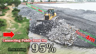 EP41.Almost Complete Connecting Public Road 8m, Dump Truck& Dozer Level Up Making Fence​​ Hight 4m​