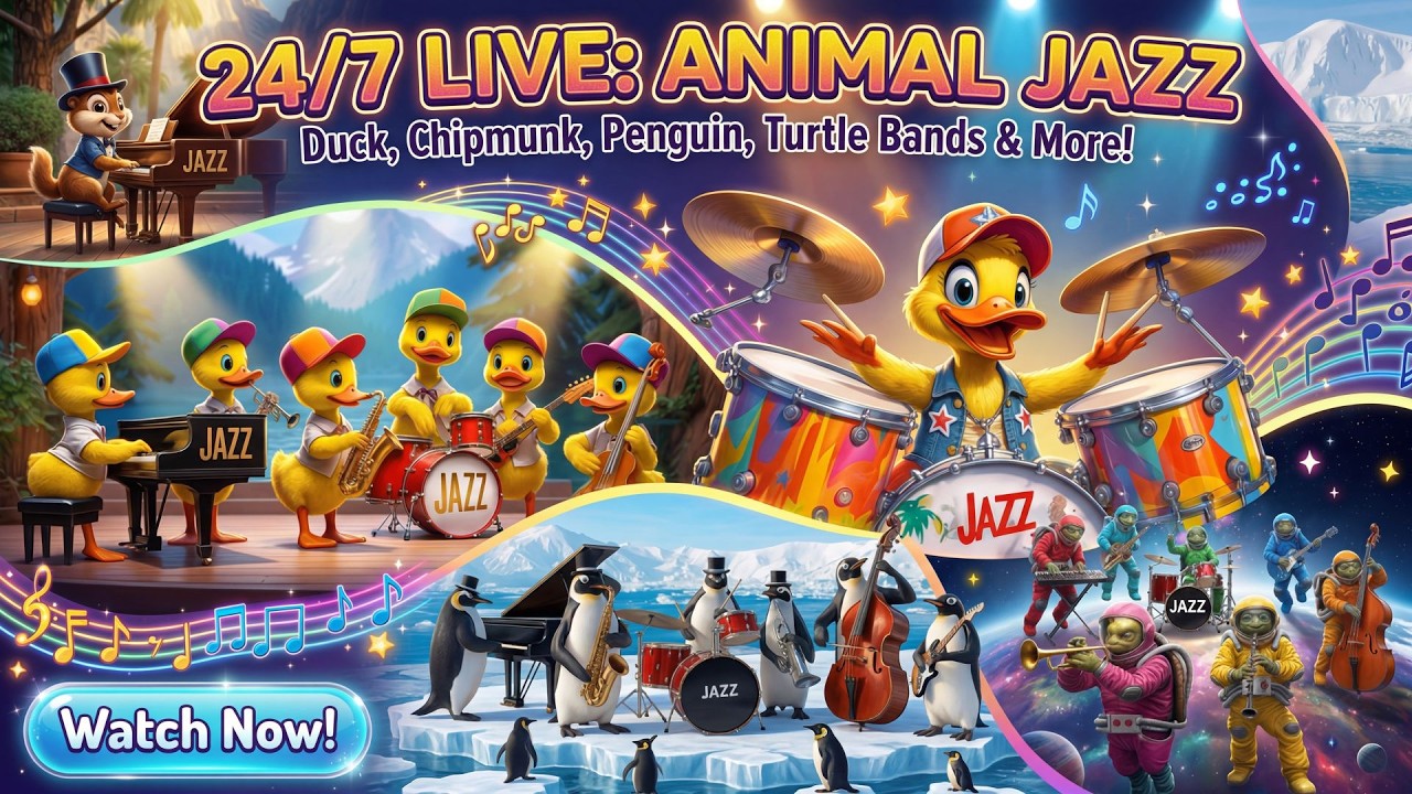 🔴🦆🎷24/7 Live Relax Laze Endless Animal Jazz Band Music for Work Study & Deep Relaxation #jazz #relax