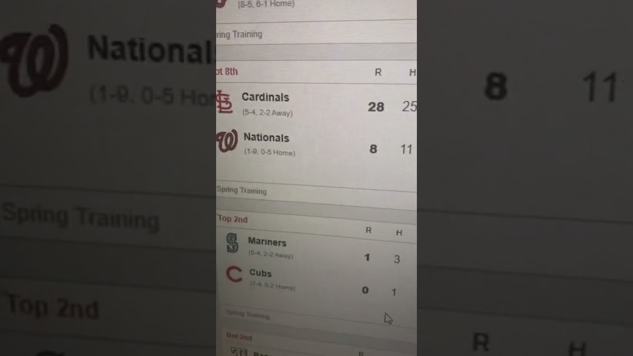 St. Louis Cardinals score 28 runs in spring training against the Washington nationals