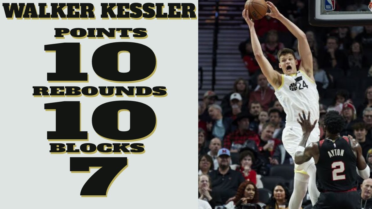 Walker Kessler 10 Points, 10 Rebounds, 7 Blocks vs Portland Trail