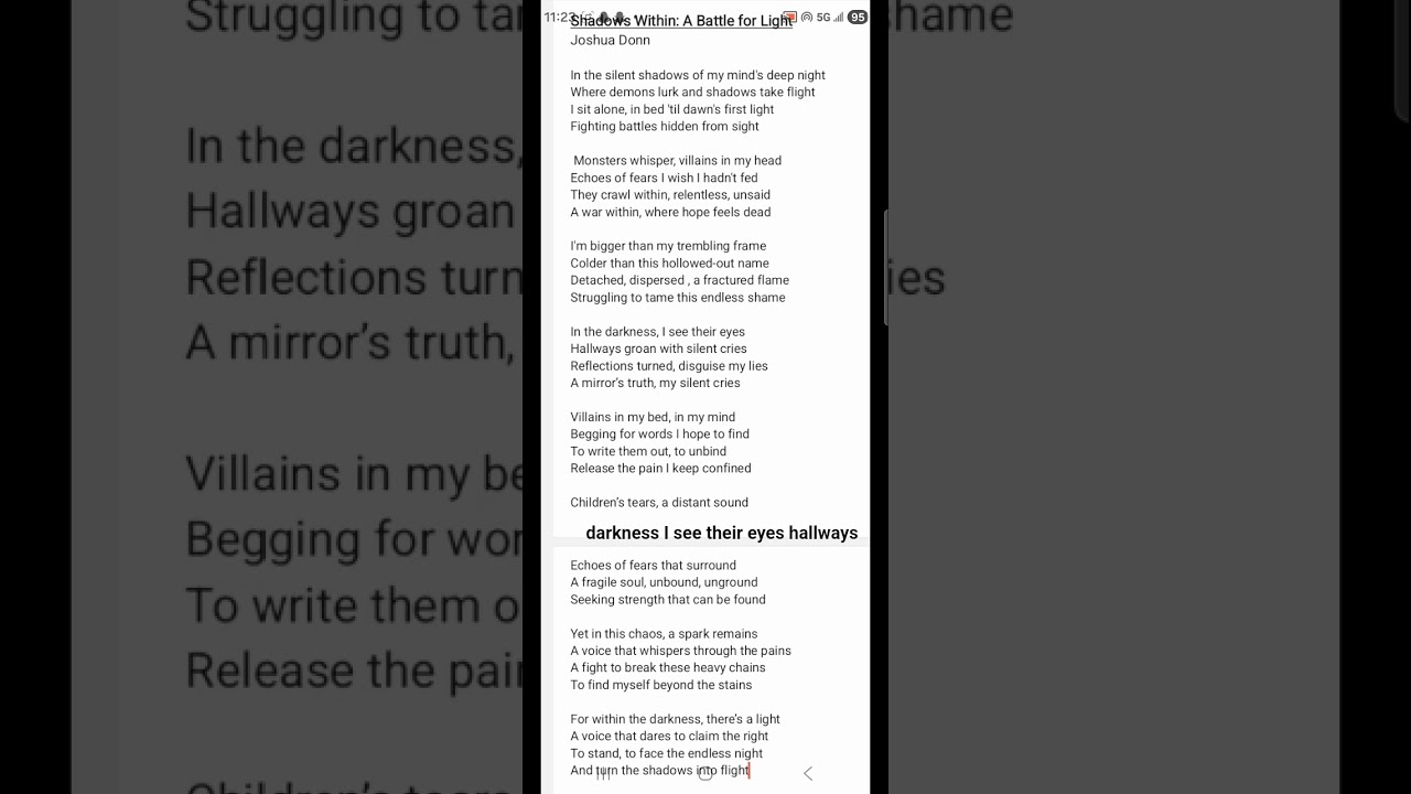 ॐ Shadows within: A Battle for Light  poetry by Joshua Donn 