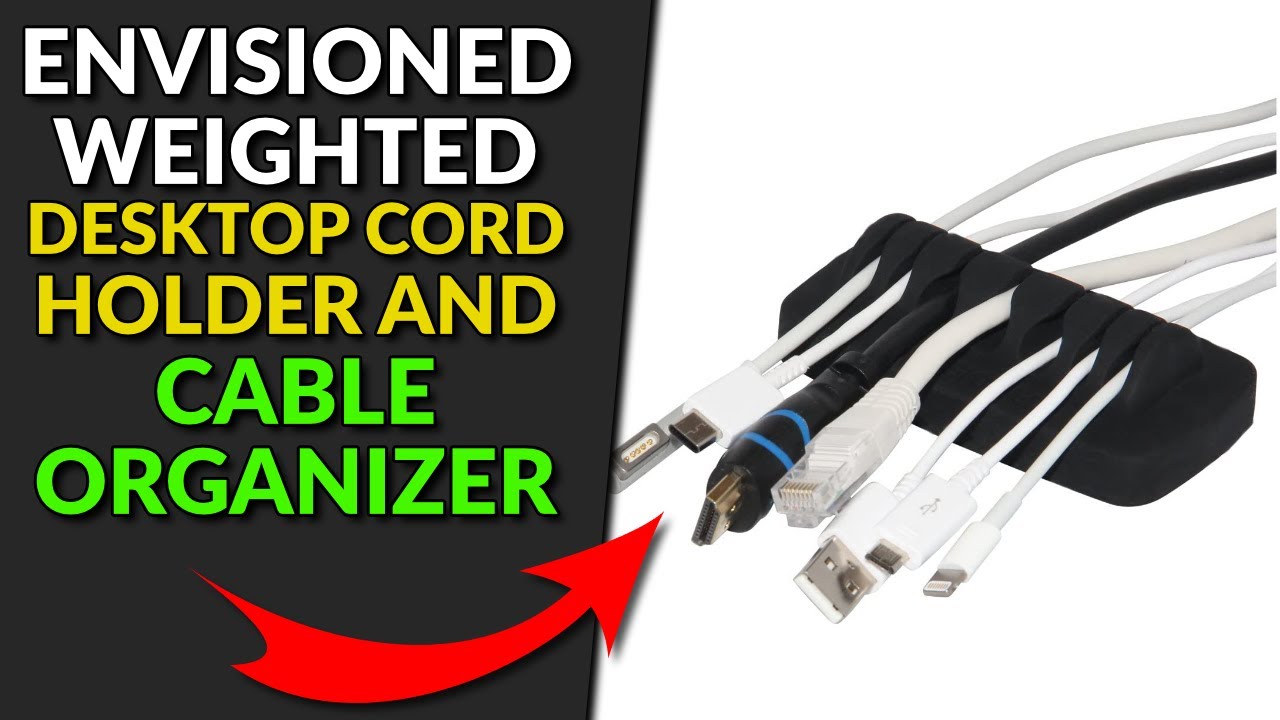 Compact and Weighted Desktop Cord Holder and Cable Organizer