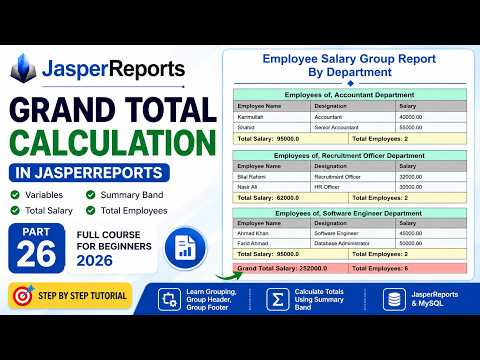 JasperReports Tutorial for Beginners 2026 | Grand Total Calculation in Jasper (Full Course Part 26)