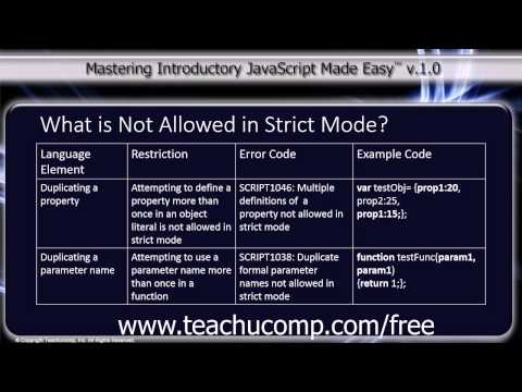 JavaScript Training Tutorial What is Not Allowed in STRICT Mode?