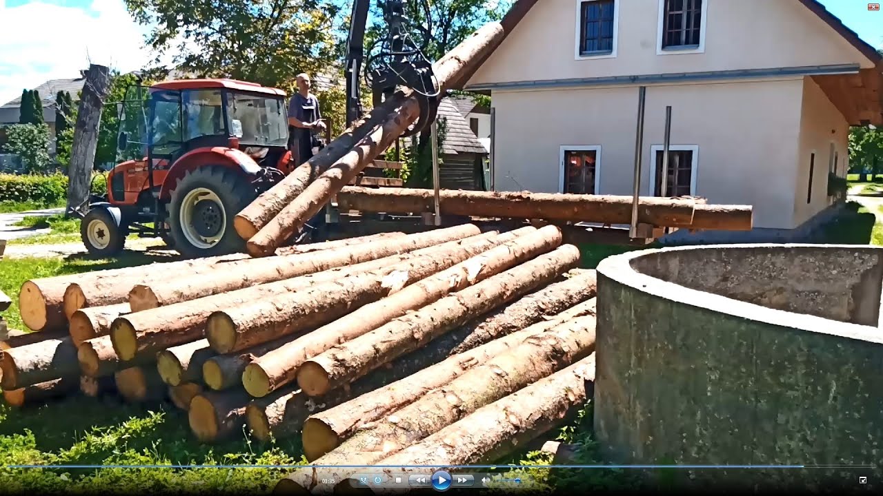 Loading and unloading logs with a crane