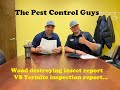 What are WDI inspections? What is  a NPMA-33 form? What is a wood destroying insect report?