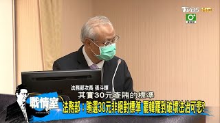 法務部:賄選30元非絕對標準 罷韓罷到破壞法治可悲 少康戰情室 20200528