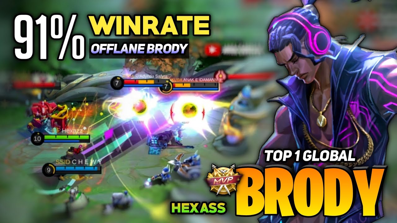 91% WINRATE! Brody Best Build Offlane [ Top 1 Global Brody Gameplay] By Hexass - Mobile Legends