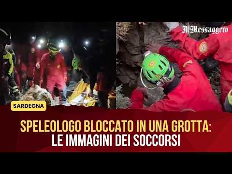 Video Speleologo bloccato in una grotta in Sardegna: le immagini dei soccorso e la corsa contro il tempo