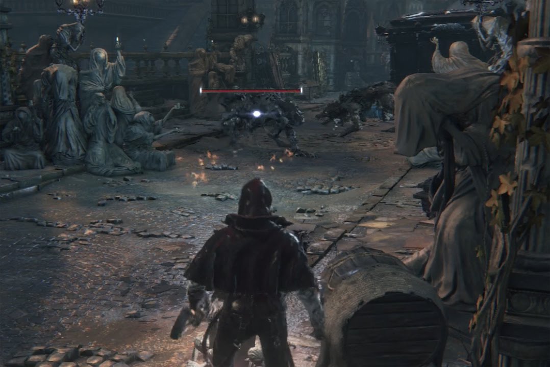Bloodborne Defeat the 2 Large Wolves Blocking the Way to the First Boss