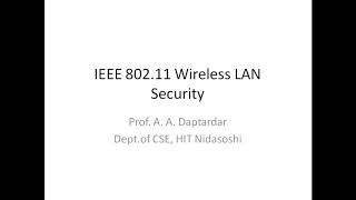 CNSCL Module 4 - IEEE 802.11 Wireless LAN Security