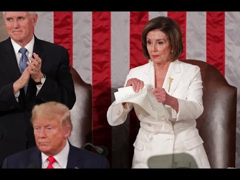 Trump nega la mà a Nancy Pelosi i ella estripa el discurs de l&rsquo;estat de la Unió
