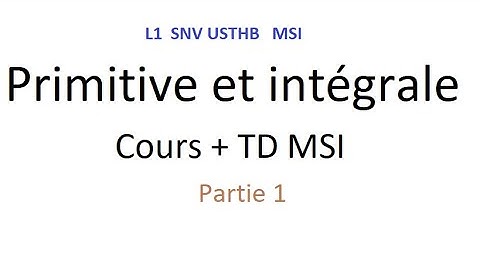 Primitive - Cours + TD MSI L1 SNV USTHB - Partie 1