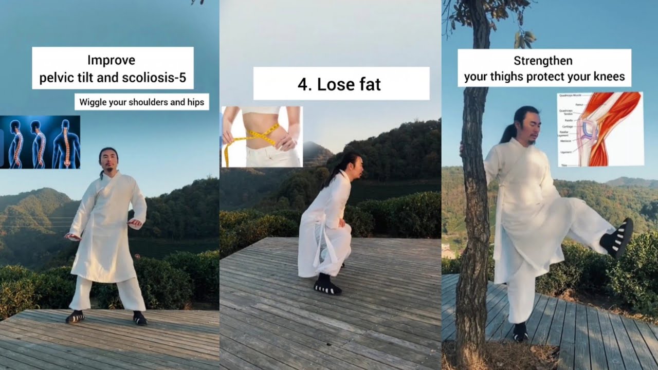 8 minutes most Important Tai chi exercise | lose weight | protect your knees | Wudang Zidong 