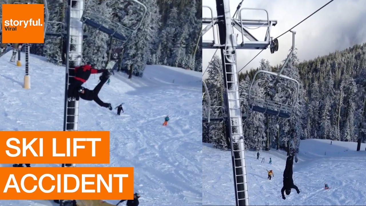 Man Gets Stuck Hanging Upside Down On Ski Lift Youtube Man Gets Stuck Hanging Upside Down On Ski Lift Youtube