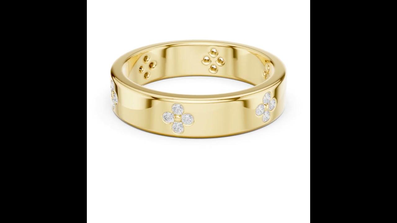 Flush Set Round Cut Diamond Clover Band
