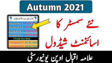 AIOU Autumn 2021 Assignment Schedule Anounced || The AIOU