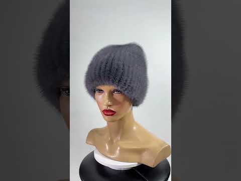 Жіноча норкова шапка на плетеній основі кулька "Метелик", видео 3