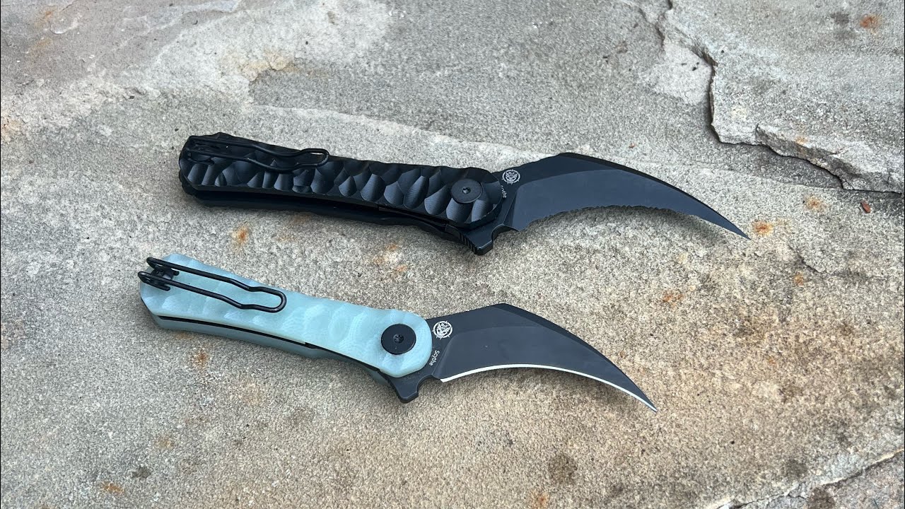 Shieldon Scythe and Scythe XL serrated - functional pikal-style folding knives 