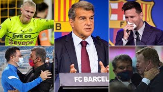 Joan Laporta Speaks On Lionel Messis Exit, Erling Haaland, Koemans Sacking & Xavis Arrival