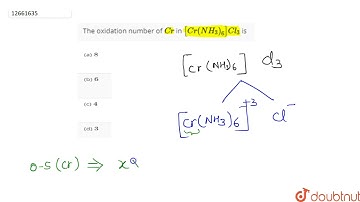 The oxidation number of Cr in [Cr(NH_3)_6]Cl_3 is | 12 | COORDINATION COMPOUNDS | CHEMISTRY | A2...