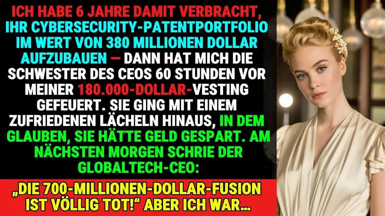 CEOs Schwester feuerte mich vor 180K $ Vesting – 700M $ Fusion scheiterte, ich hatte die Patente