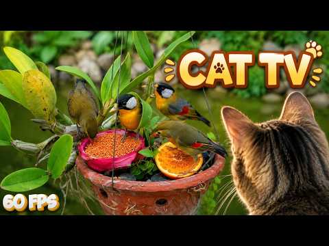 Cat TV 😺 Calm Garden Adventure with Birds & Squirrels 🐦🐿️ | 4K Nature Relaxation