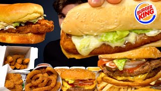 ASMR MUKBANG BURGER KING BURGERS, CHICKEN, FRIES & CHEESE | Magic Mikey