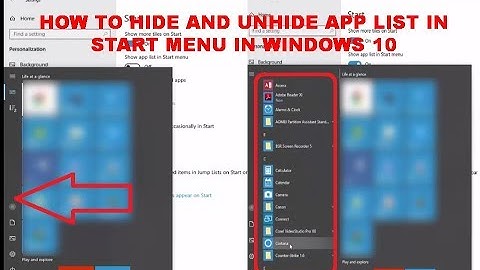 How to Hide and Unhide App list In Start Menu In Windows 10