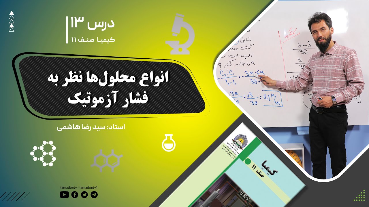 کیمیا صنف یازدهم– جلسه سیزدهم– موضوع: انواع محلول ها نظر به فشار آزموتیک -1-6-1402
