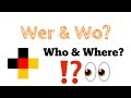 Lerne Deutsch:  Wer & Wo? + 30 Sätze + Übersetzung in den Untertiteln