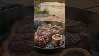 Thick Cut T Bone Steak & Bone Marrow Mushroom Gravy 🥩🥩 #asmrfood #cooking