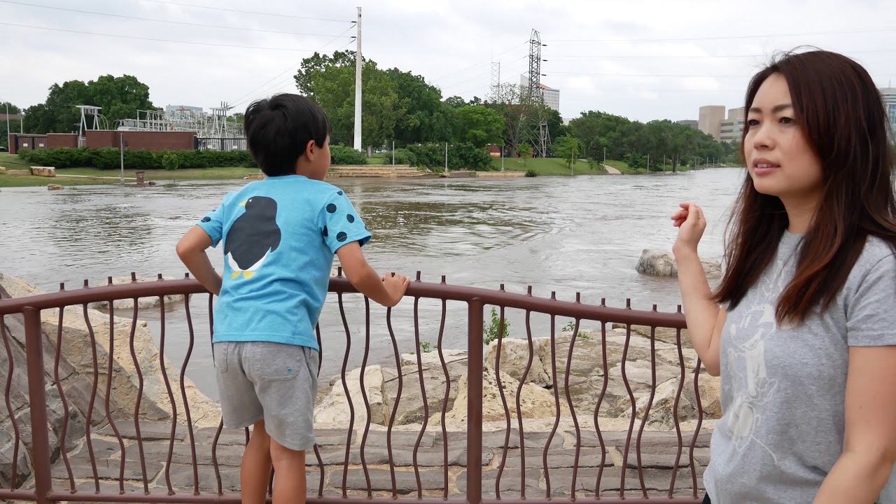 Flooded Keeper of the Plains in Wichita, Kansas in 4K