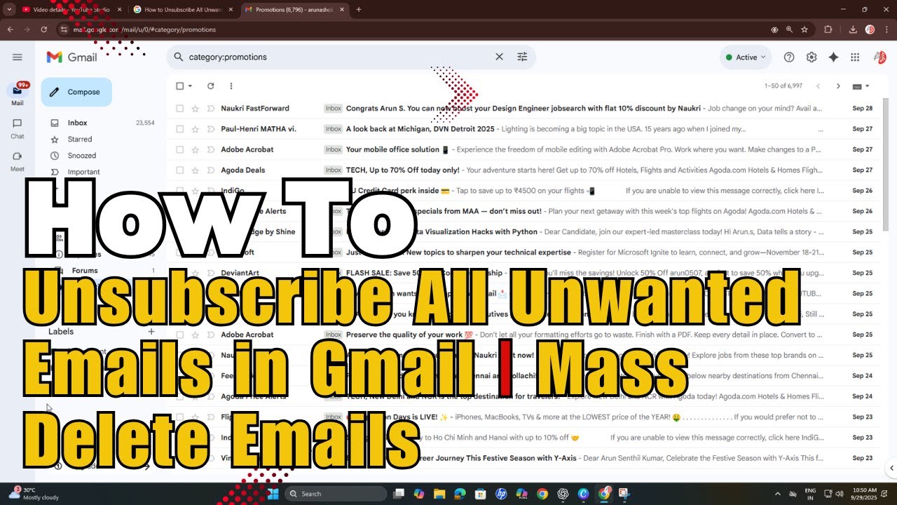 How to Unsubscribe All Unwanted Emails in Gmail | Mass Delete Emails ...