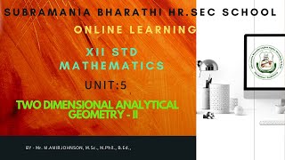 XII STD MATHEMATICS CHAPTER 5 TWO DIMENSIONAL ANALYTICAL GEOMETRY II EXAMPLE 5.3