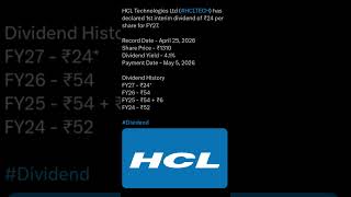 HCL Tech Ltd Has Recommended 1st Interim Dividend For FY26 | #shorts #youtubeshorts #hcltech